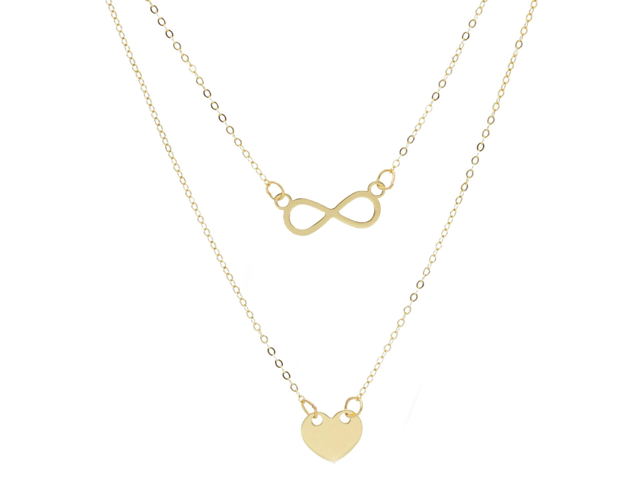 Golden necklace k14 with heart and infinity symbol ( code S252089)